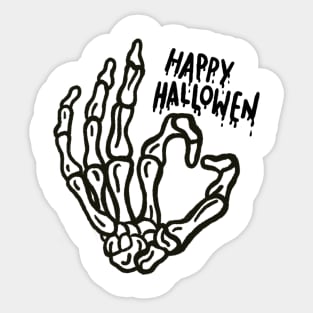 Happy Halloween skeleton hand Sticker